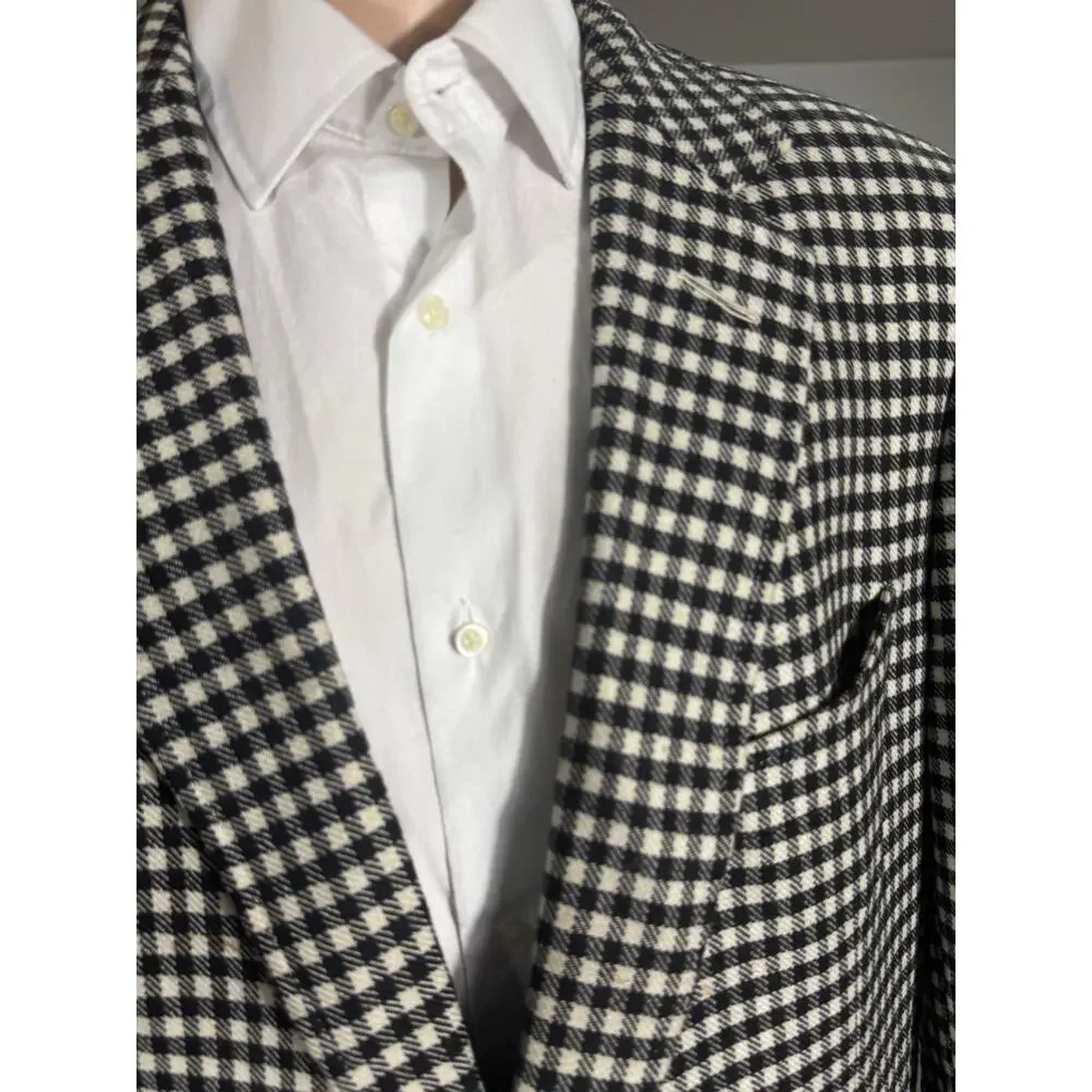 Tom Ford Tweed Gingham Checked Blazer Sportcoat 56 46R US Wool Cashmere Notch